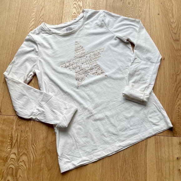 OFF WHITE & GOLD LONG SLEEVES GRAPHIC  TEE - Picture 3 of 11